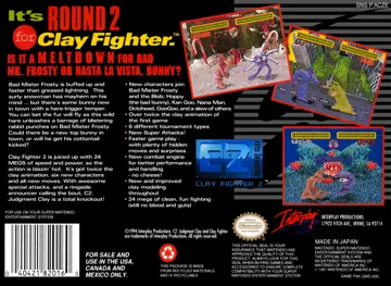 Clay Fighter 2 - Judgment Clay (USA) box cover back